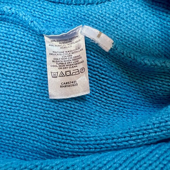 EUC Loft Blue Cable Chunky Bobble Sweater With Lantern Sleeves, Size Medium - Picture 8 of 13